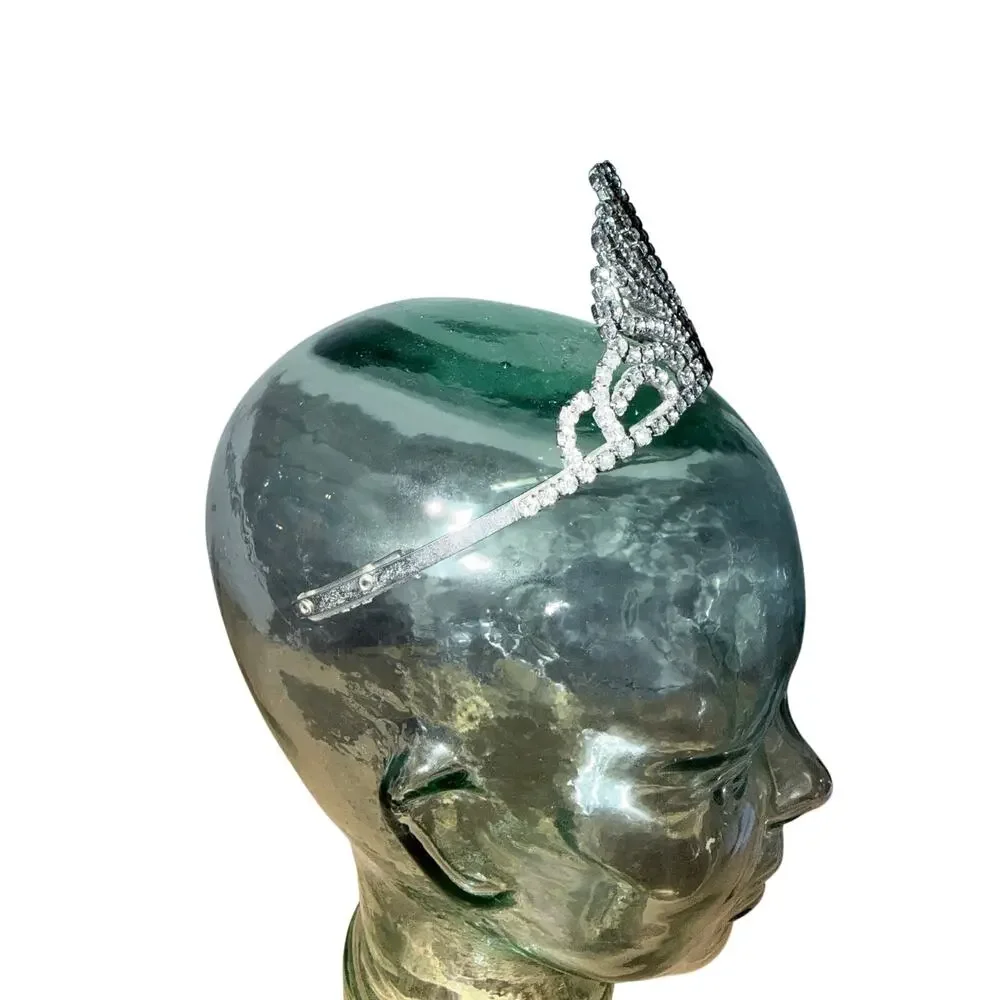 Silver tone rhinestone tiara crown princess queen pageant celebration birthday